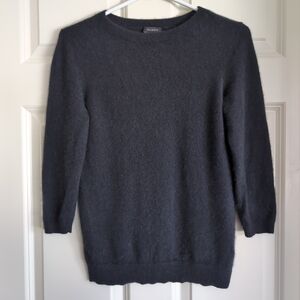 Black Talbots Audrey cashmere sweater with round neck and 3/4 sleeves